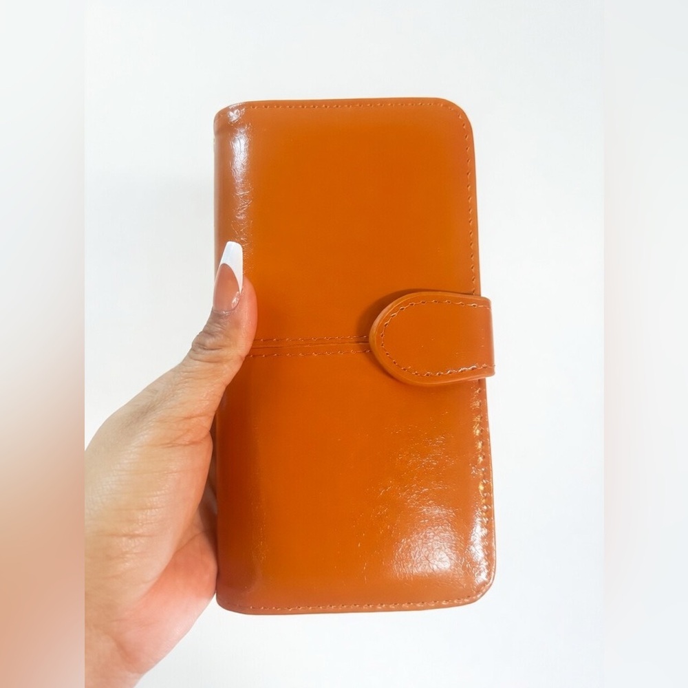 Classic Leather Snap Wallet - Orange